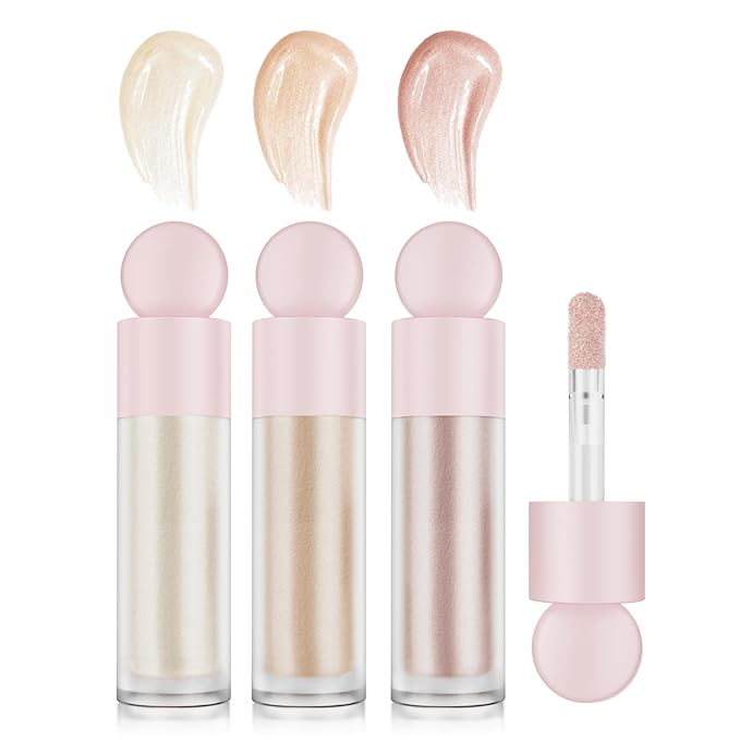 Liquid Highlighter Natural Glow For Face & Body, Waterproof Moisturizing Light Liquid Luminizer For Long Lasting Shimmer, Contour Highlighter Stick Easy to Apply with Cushion Applicator-BrightBean Baby