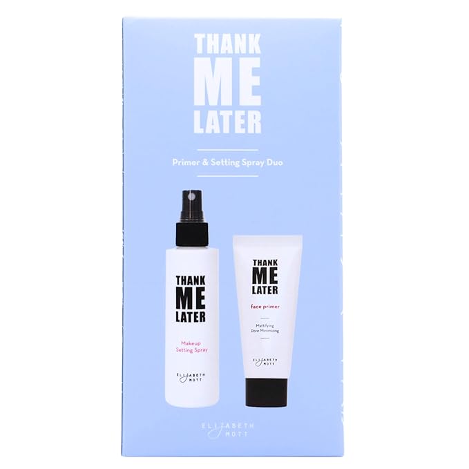 Elizabeth Mott Thank Me Later Primer & Setting Spray Duo – Oil-Control Face Primer for Smooth, Matte Finish & Hydrating Setting Spray with Niacinamide for Dewy, Long-Lasting Makeup – 30g + 95ml-BrightBean Baby