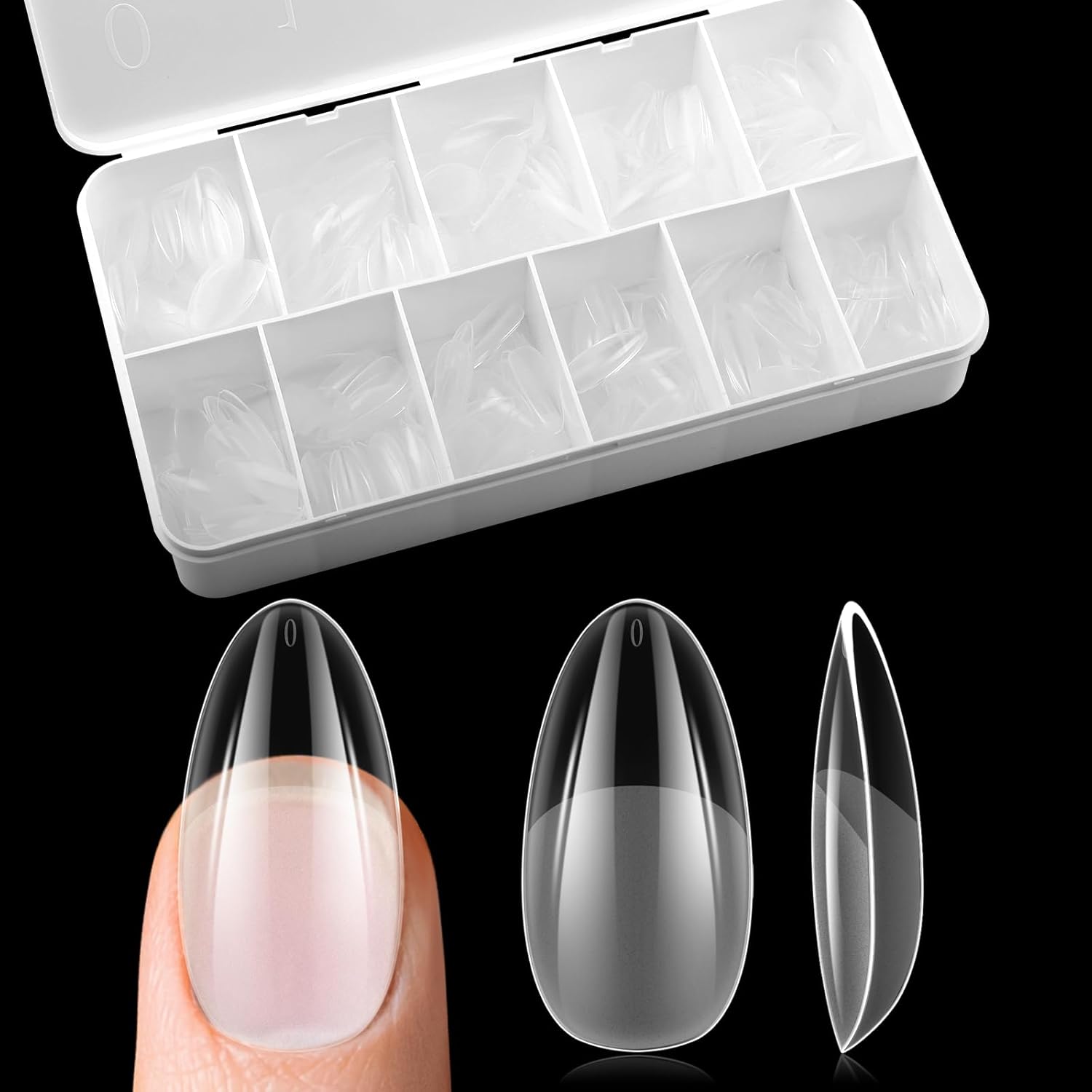 EBANKU Medium Almond Nail Tips, 550 Pcs Matte Clear Acrylic Press-on Nails, Pre-shaped Half Matte Full Cover Clear Acrylic Nails Gel Kit False Nail Tip Press on Nails for Nail Extension DIY Salon-BrightBean Baby