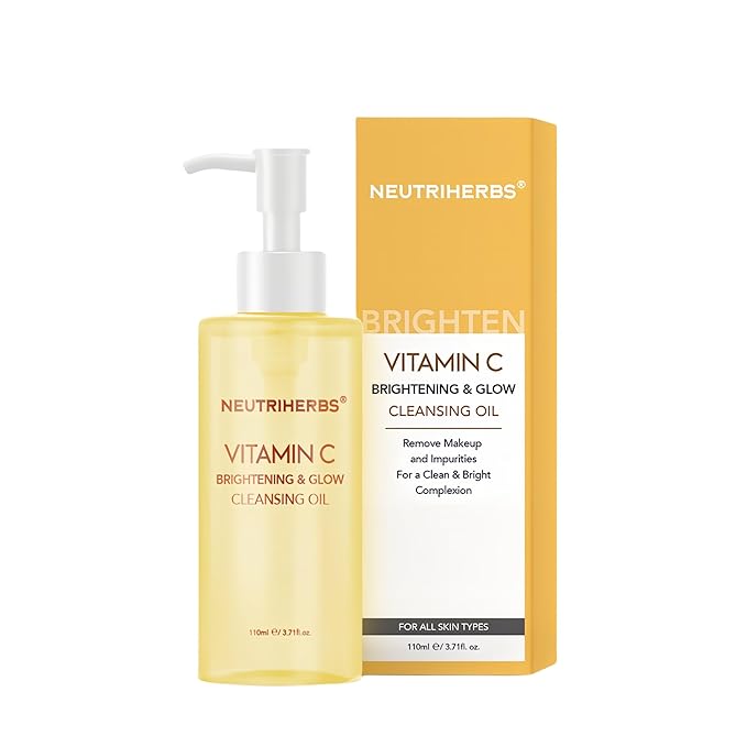 Neutriherbs Makeup Remover Oil Cleanser, Vitamin C Cleansing Oil for Long Last and Waterproof Makeup, Sunscreen, Fit All Skin Type - 3.71 Fl.Oz-BrightBean Baby