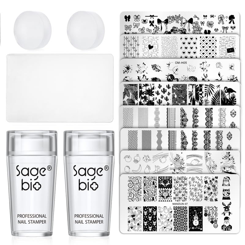 14PCS Nail Art Stamper Clear Silicone Nails Stamping Jelly with Scraper Transparent Visible Body DIY Manicure Nail Art Tool P-BrightBean Baby