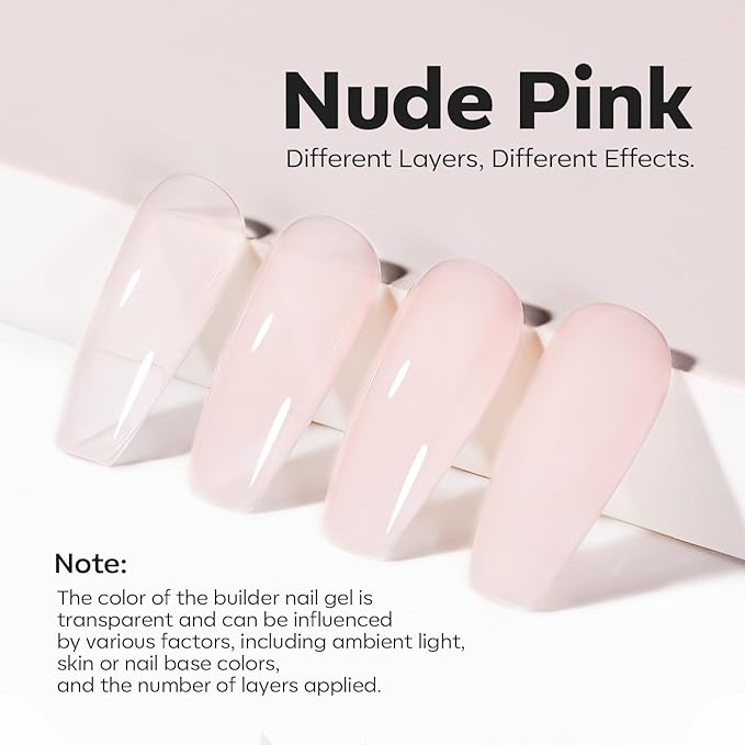 modelones Builder Nail Gel, 8-in-One Cover Nude Builder, LED Lamp Cured Thickening Apex Building Strengthener Extension Rubber Color Base Gel Polish Glue in a Bottle for Home DIY Salon Girls-BrightBean Baby