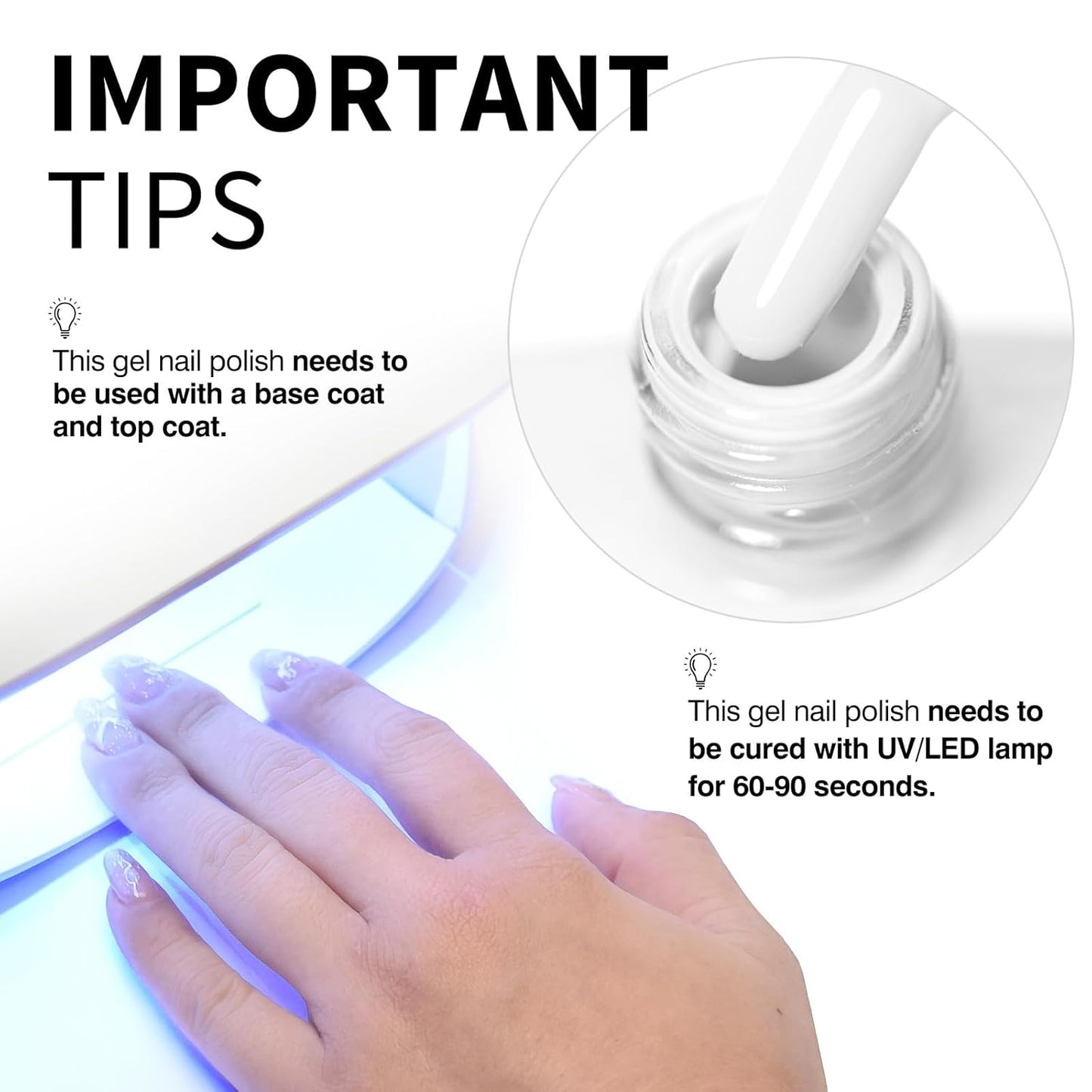 CANNI White Gel Polish – 1 Pc Pure White, High Gloss UV/LED Soak-Off Gel Nail Polish for French Manicure, DIY & Salon Quality for Grils & Women-BrightBean Baby