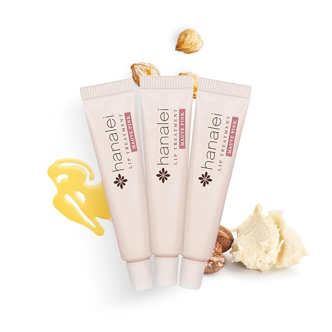 Hanalei Hydrating Lip Treatment Balm – Cruelty-Free, Paraben-Free Moisturizer for Severely Dry, Chapped Lips – Kukui Oil, Shea Butter & Grapeseed Oil –Mauve Pink Tint, Travel-Size 3-Pack (5g X 3)-BrightBean Baby