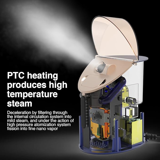 Facial Steamer DENFANY Nano Steamer Ionic Hot & Cool Mist Home SPA | 8 Steam Modes | Aromatherapy Basket | Digital LCD Screen | Extraction Set-BrightBean Baby