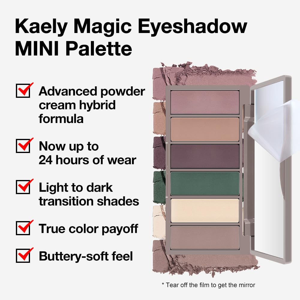 Kaely 6 Colors Mini Neutral Eye Shadow Palette Makeup, Taupe Rosy Brown Smokey Plum Forest Green Nude Beige Cocoa Brown Matte Eyeshadow Palette for Older Women Pigmented Waterproof, Cruelty-free, 11-BrightBean Baby