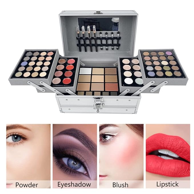VERONNI 132 Colors All In One Makeup Palette For Women, Eyeshadow Makeup Palette Set, Professional Full Eye Makeup Kit Lipstick Concealer Contour Face Makeup Cosmetics Kit (132 colors)-BrightBean Baby