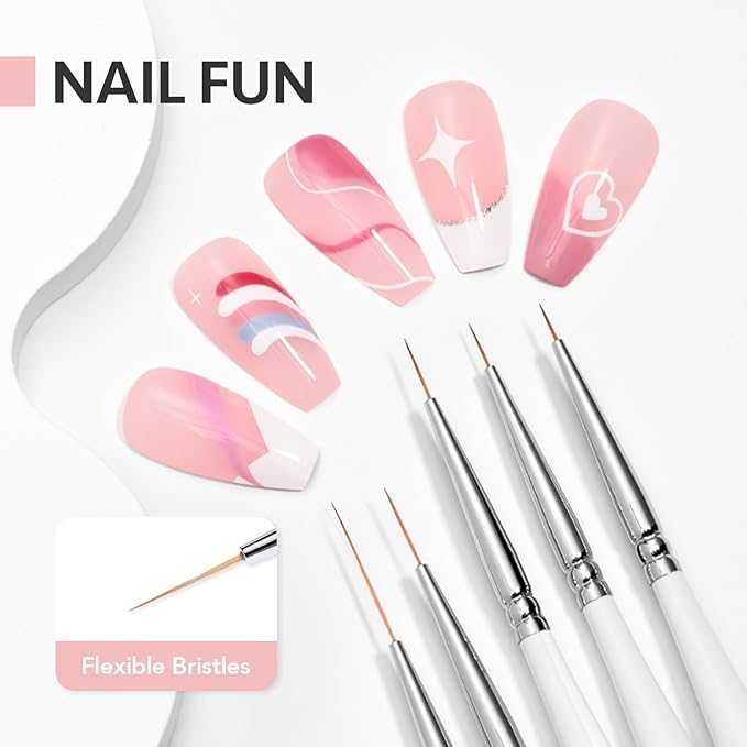 GAOY 5 Pcs Nail Art Liner Brushes, Thin French Liner, Nail Design Tools for Nail Detail Painting, for Nail DIY-BrightBean Baby