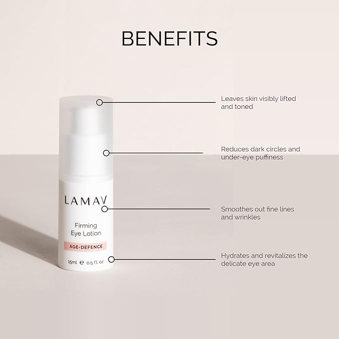 LAMAV Firming Eye Lotion - 7 Potent Actives, Anti-wrinkle Properties, Increases Skin Firmness, Anti-Aging Eye Cream, Cruelty-Free, Reduces Dark Circles-BrightBean Baby