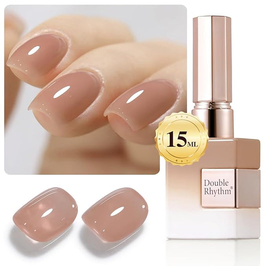 Double Rhythm Translucent Gel Polish Sheer Neutral Natural Light Milky Same Color Same Bottle 15ML Jelly UV Polish Nail Art DIY at Home (Jelly Nude Brown-A1492)-BrightBean Baby
