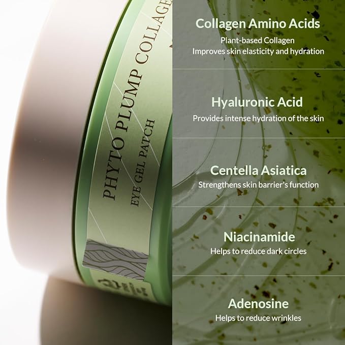MIZON Phyto Plump Collagen Eye Gel Patch with Moringa, Triple Hyaluronic Acid, and Botanical Extracts for Brightening, Hydration, and Elasticity – 60pcs – Improves Vitality and Glow-BrightBean Baby