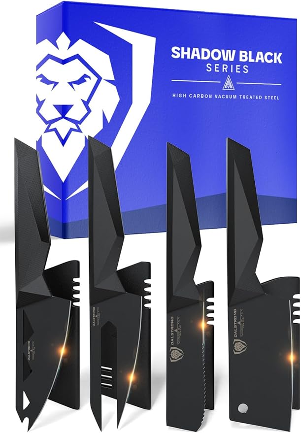 DALSTRONG Cheese Knife Set - 4-Piece - Shadow Black Series - Black Titanium Nitride Coated - High Carbon - 7CR17MOV-X Vacuum Treated Steel Cheese Knives Set - Sheath - Soft Hard Cheese - NSF Certified