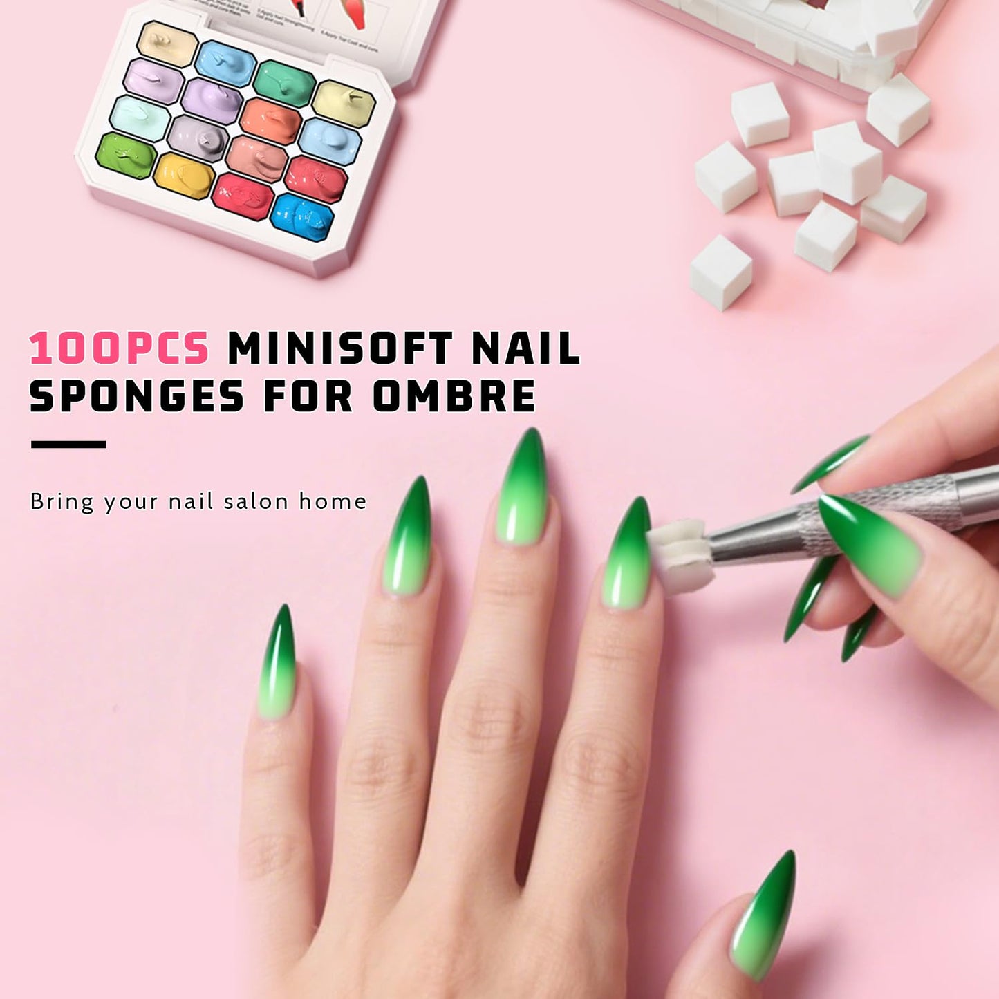 Sponge Pat Paint Nail Gel, Ombre Nails Gradient Gel Nail Blush Blooming Aura Nails Drawing Stripper Floral Painting DIY Nail Art, No Wipe, UV/LED Curing (16 Colors N)-BrightBean Baby