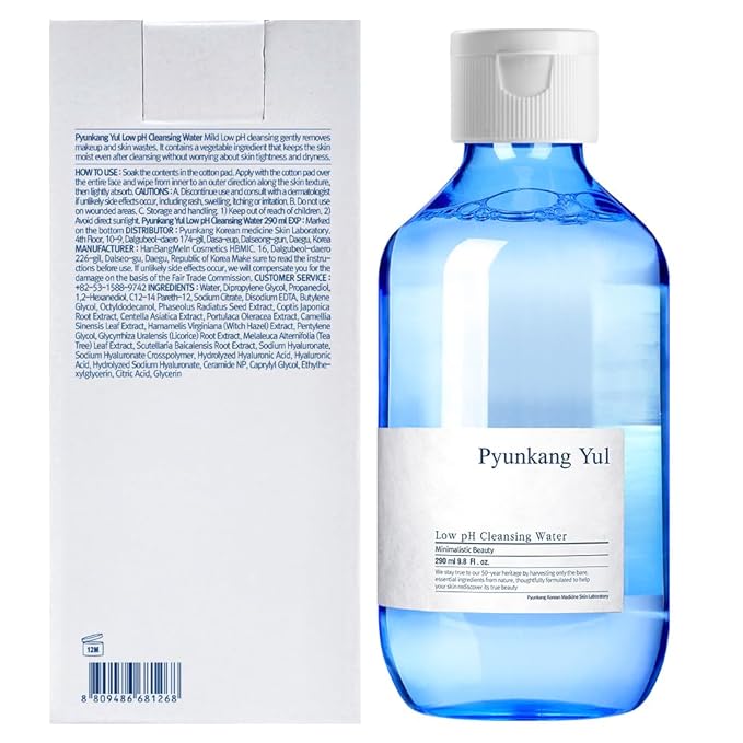 Pyunkang Yul PKY Low pH Cleansing Water Makeup Remover Face Cleanser with Witch Hazel and AHA - Cica, Tea Tree Extract Natural Ingredients Ceramide Micellar Water 9.8 Fl Oz-BrightBean Baby