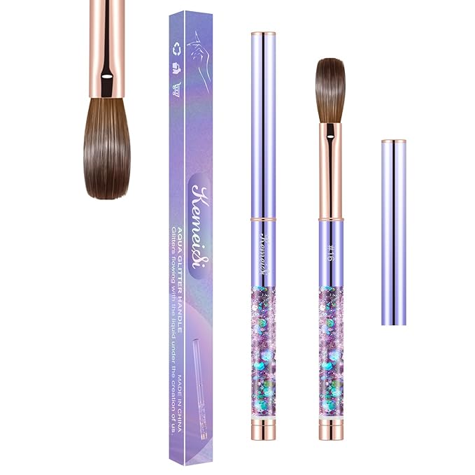 Acrylic Nail Brush Size #16, KEMEISI 100% Pure Kolinsky Nail Art Brushes Sturdy Handle Oval Shaped Acrylic Powder Nail Design Tools for Professional Manicure DIY Home Salon (Purple)-BrightBean Baby