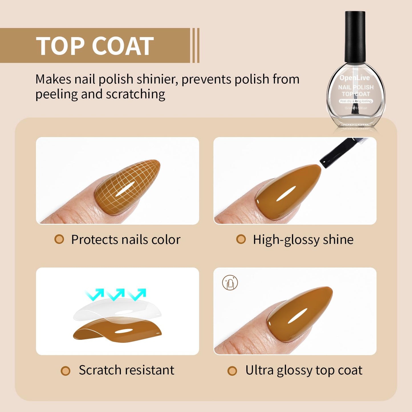 Base and Top Coat Nail Polish Quick Dry,16.5ml Large capacity Basic Nail Polish Set Air Dry Fast, High-Glossy Shiny, No U V Light Needed for Women Salon DIY Nail Art-BrightBean Baby