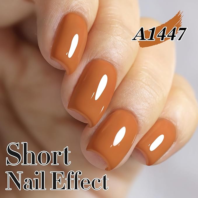 Double Rhythm Translucent Gel Polish Sheer Neutral Natural Light Milky Same Color Same Bottle 15ML Jelly UV Nail Polish Nail Art DIY at Home (Brown Orange-A1447)-BrightBean Baby