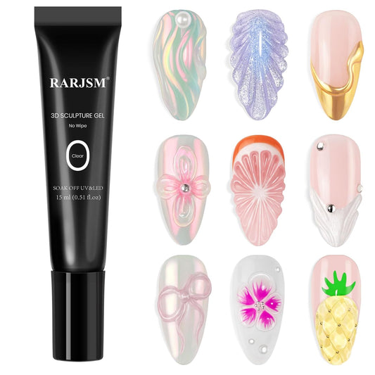 RARJSM 3D Sculpting Gel for Nail Art Designs DIY NailCharms Rhinestone Glue 3D Nail Craving GelPolish Clear Painting Drawing Sculpture Gel UV LED Curing Requires NailDecoration Manicure Design-BrightBean Baby