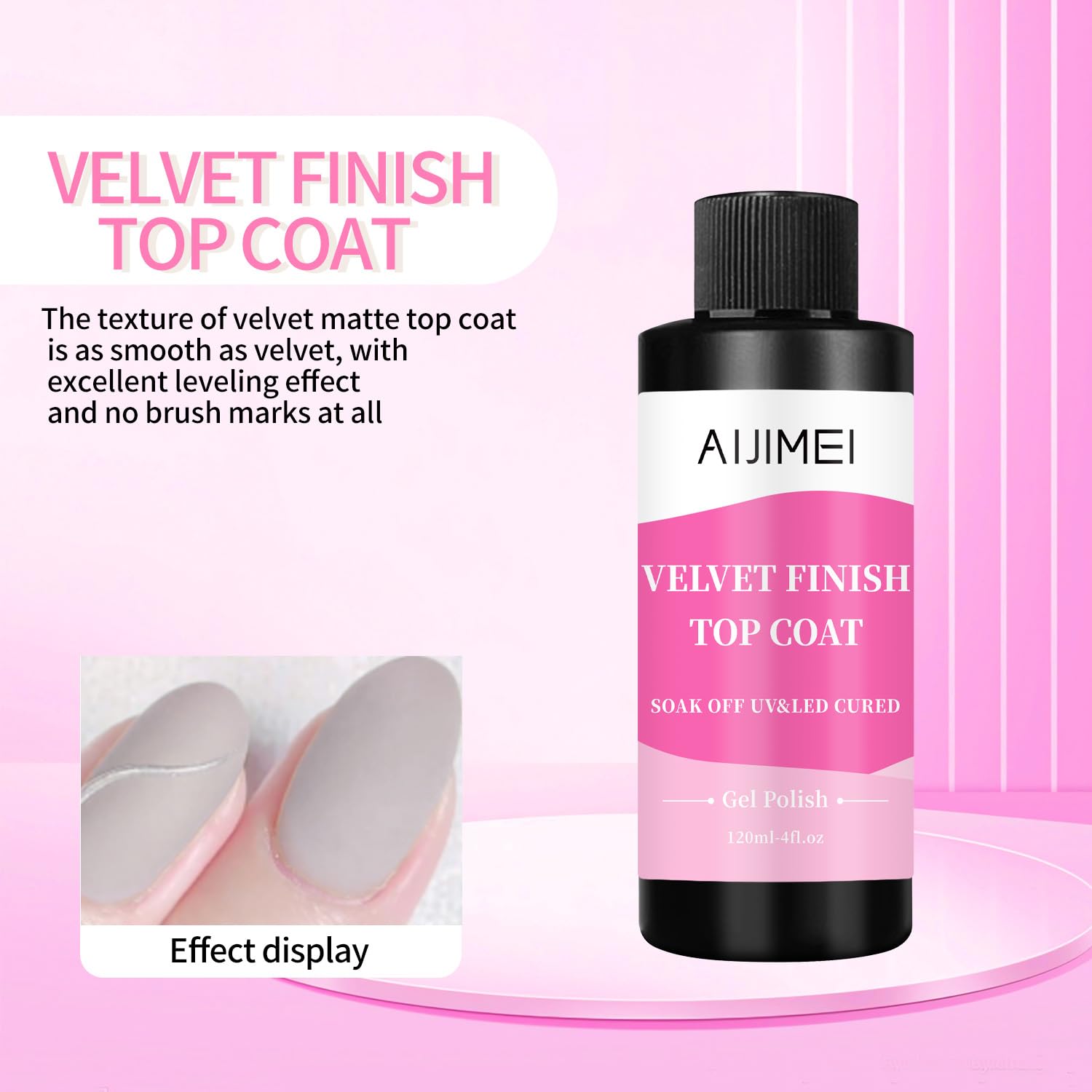 AIJIMEI Velvet Finish Top Coat – Luxurious Matte Effect, Quick Dry, Easy Application, Suitable for All Nail Types, Professional Quality for Home Use 4 Fl Oz-BrightBean Baby