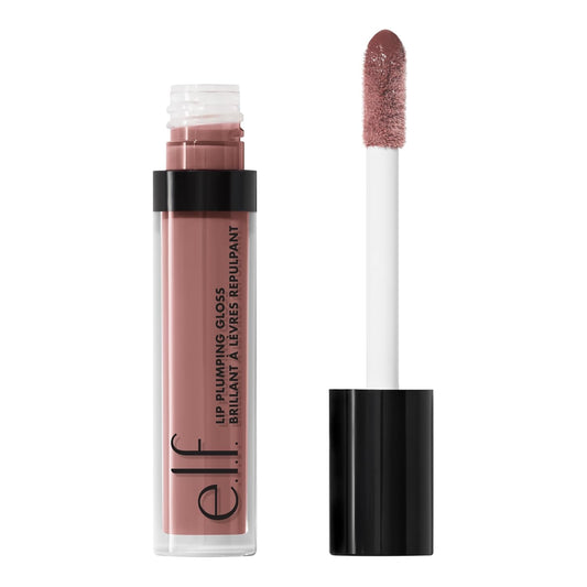 e.l.f. Lip Plumping Gloss, High-Shine Liquid Lip Color, Creates Fuller Lips & A Plumper Pout, Moisturizing Formula, Vegan & Cruelty-Free, Praline-BrightBean Baby