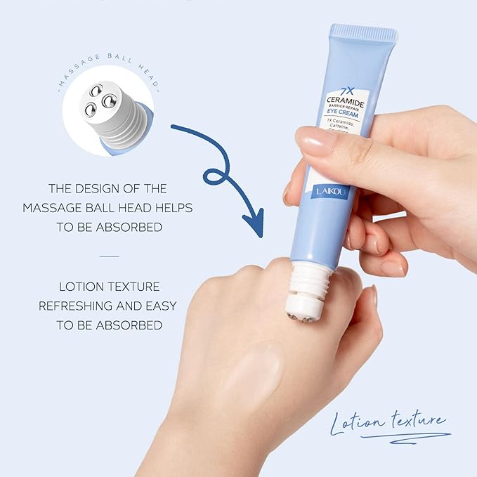 Ceramide Under Eye Cream, Hydrating Eye Cream, Eye Wrinkle Cream With Massage Head, Eye Cream Anti Aging, Dark Circle Eye Cream For Women & Men, eye moisturizer For All Skin Type-BrightBean Baby