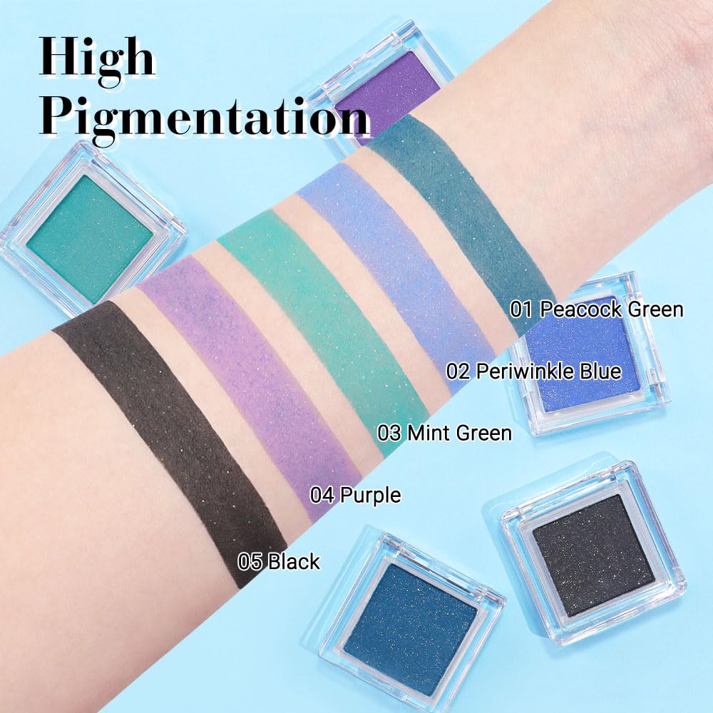 Shimmer Single Eye Shadow Palette Makeup, Mint Green Shimmer Monochrome Eyeshadow Halloween Birthday Party Wear For Green Blue Eye, Pigmented Waterproof Sombras Para Ojos-BrightBean Baby
