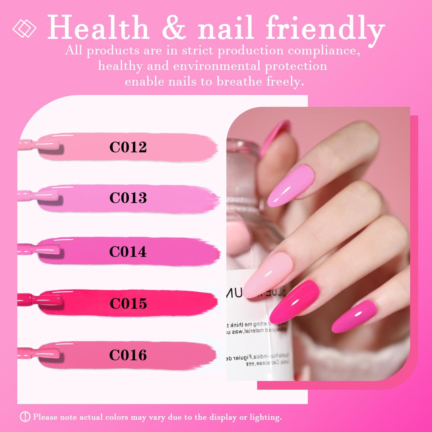 Pink Gel Nail Polish Set, Light/Hot Pink Cherry Blossom Strawberry All Seasons Soak Off Long Lasting Romantic 10 Colors Starter Kit DIY Home Gift for Girlfriend Woman Beginners-BrightBean Baby