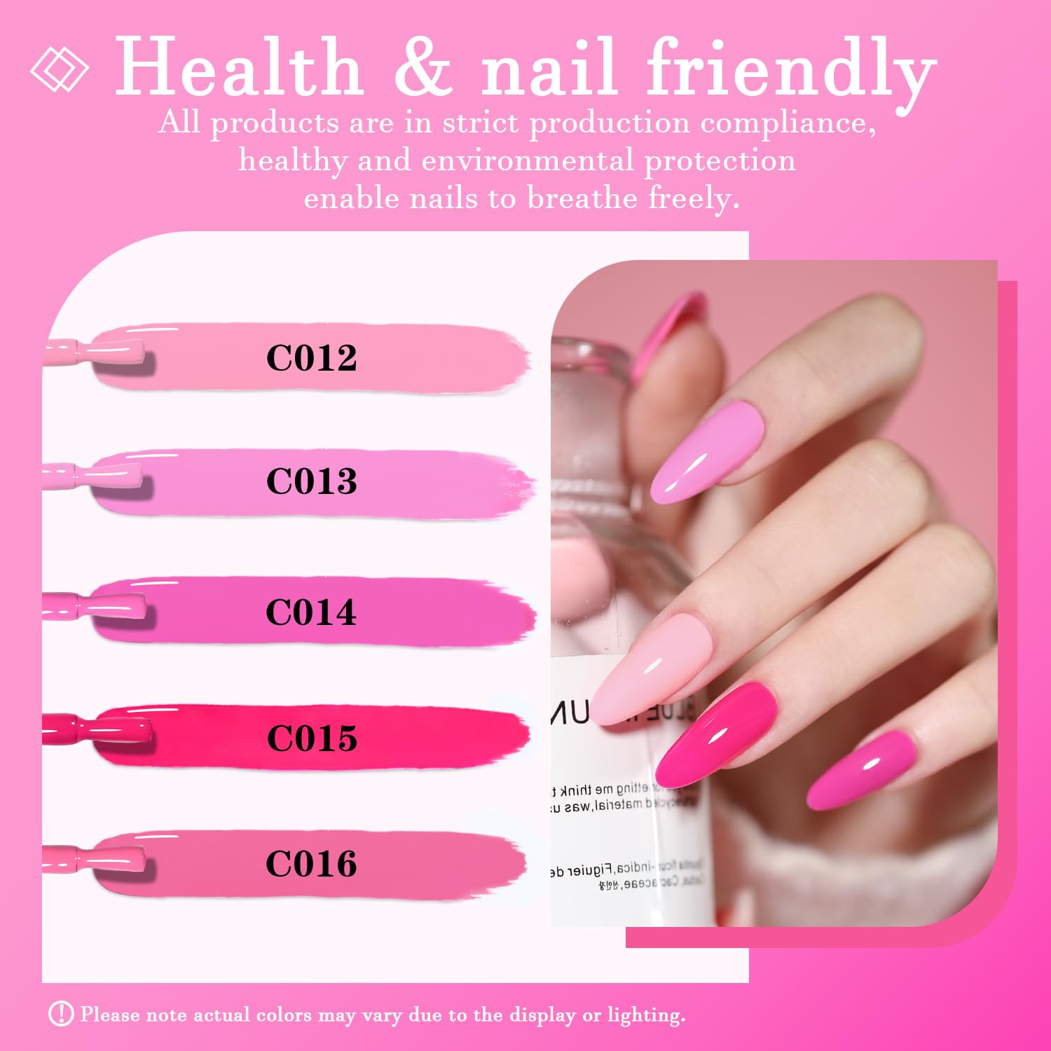 Pink Gel Nail Polish Set, Light/Hot Pink Cherry Blossom Strawberry All Seasons Soak Off Long Lasting Romantic 10 Colors Starter Kit DIY Home Gift for Girlfriend Woman Beginners-BrightBean Baby