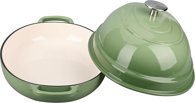 Enameled Oval Cast Iron Dutch Oven Pot with Lid 6QT - Bread Dutch Oven Pistachio Green
