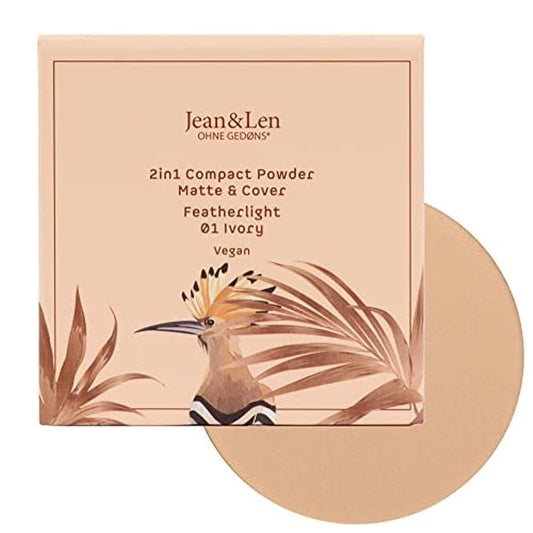 Pure 2in1 Compact Powder Feather Light 01 Ivory by Jean&Len, for a flawless transition and natural look, lasts 24 hours, with organic ingredients, vegan-BrightBean Baby
