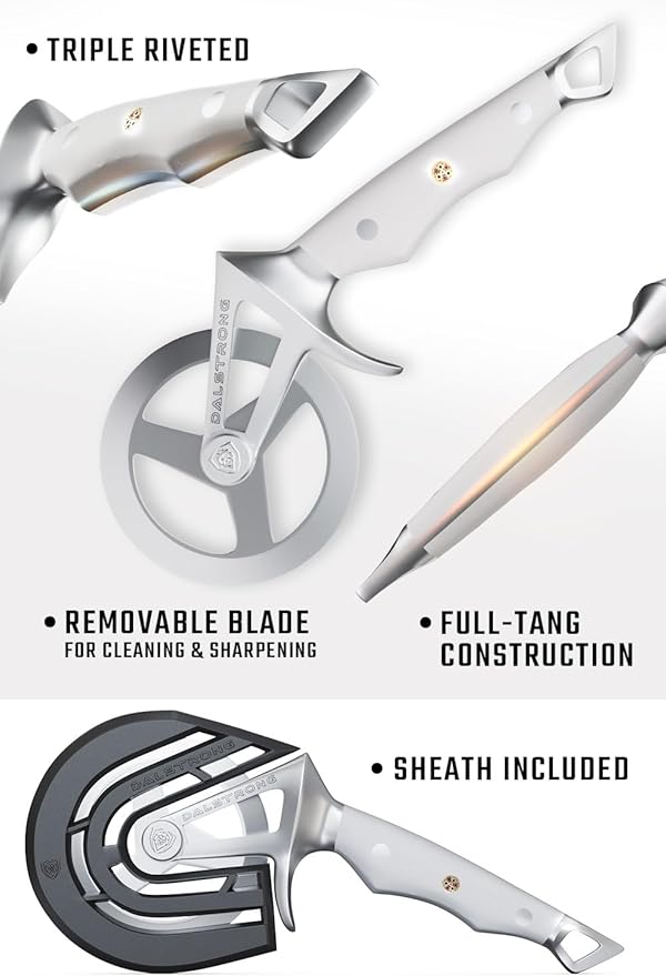 Dalstrong Pizza Wheel Cutter - White G10 Handle - The Orbit Razor Unique Pizza Wheel & Cutter - Gift High-Carbon Heavy-Duty Stainless Steel - Razor Sharp - Thumb Guard Protection & Blade Cover
