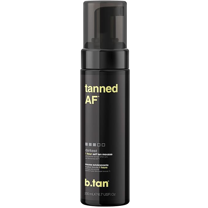 b.tan Dark Self Tanner Mousse | Get Tanned - Best, 1 Hour Express Sunless Tanning Foam, No Fake Tan Smell, Ultra Dark Bronzing Glow, Face & Body, Vegan, Cruelty Free, 6.7 Fl Oz-BrightBean Baby