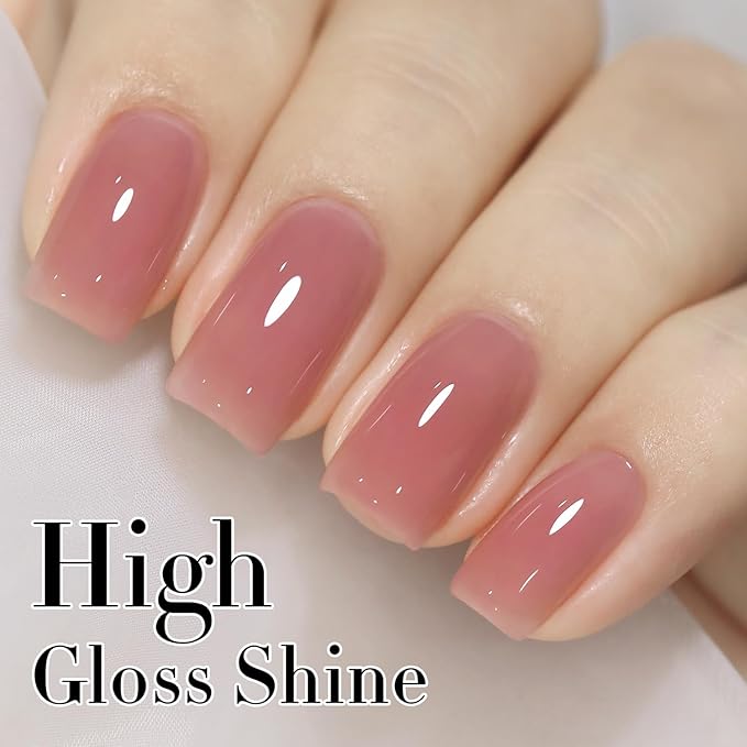Double Rhythm 0.50 OZ Translucent Gel Polish Same Color Same Bottle Sheer Pastel Neutral Natural Milky 15 ML Jelly UV Nail Art DIY at Home (Pale Purple Pink-A1495)-BrightBean Baby