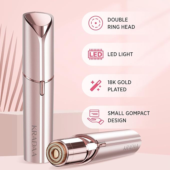Facial Hair Removal for Women - Painless Facial Hair Remover - Electric Hair Removal Device for Face Lips Peach Fuzz with Light (Rose Gold)-BrightBean Baby