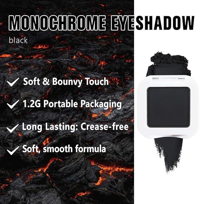 evpct Matte Black Single Eye Shadow Palette Makeup for Older Women, Black Cream Eye shadow Palette Single for Older Women Matte, High Pigment Waterproof Monochrome Mini Eyeshadow, sombra de ojos-BrightBean Baby