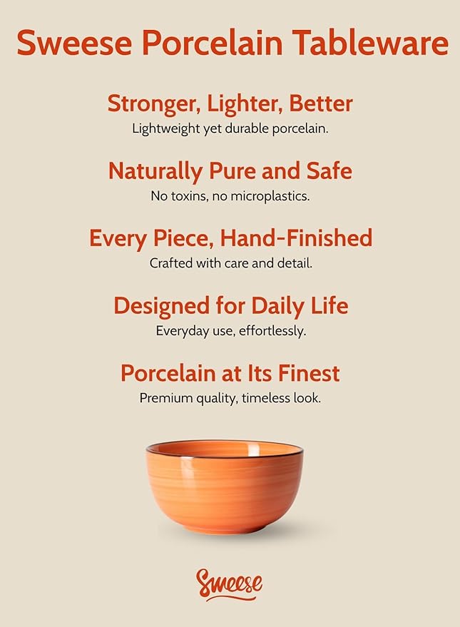 Sweese Cereal Bowl - 20 Oz Soup Bowls Set of 6 for Cereal, Snack, Rice, Salad, Side Dishes, Porcelain Bowls for Kitchen Decor, LEAD & CADMIUM FREE, Multicolor, Hot Assorted Colors