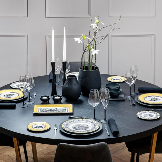 Villeroy & Boch Audun Ferme Dinner Plate, 10.5 in, Premium Porcelain, White/Grey/Yellow