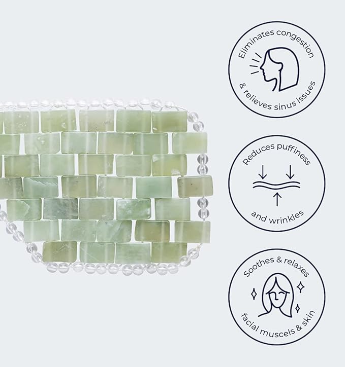 Alana Mitchell Jade Eye Mask – Weighted Eye Mask to Eliminate Wrinkles, Puffiness, & Irritation – Headache and Migraine Relief Mask - 100% Real Jade Stone Beads for Hot & Cold Anti Aging Therapy-BrightBean Baby