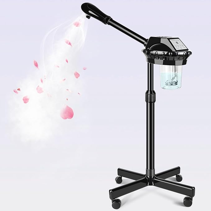 Professional Facial Steamer, Facial Steamer on Wheels, Face Steamer with Time Setting, Stand Face Steamer Adjustable Height for Spa, Salon and at Home use-BrightBean Baby