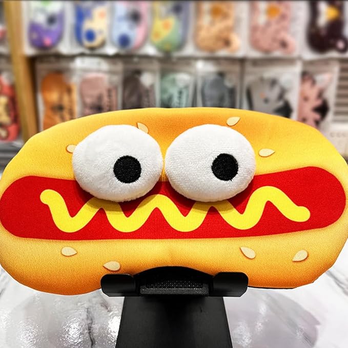 PERFECTSIGHT Sleep Eye Masks, Cute Plush Sleep Eye Cover Lightweight Adjustable Eyeshade Faux Fur Mask Cover for Women Men Sleep Travel Nap (Hotdog)-BrightBean Baby