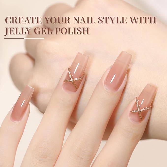 JODSONE 23PCS Gel Nail Polish Set 20 translucent Jelly Color Natural and Elegant Long Lasting Suitable for Home and Salon-BrightBean Baby