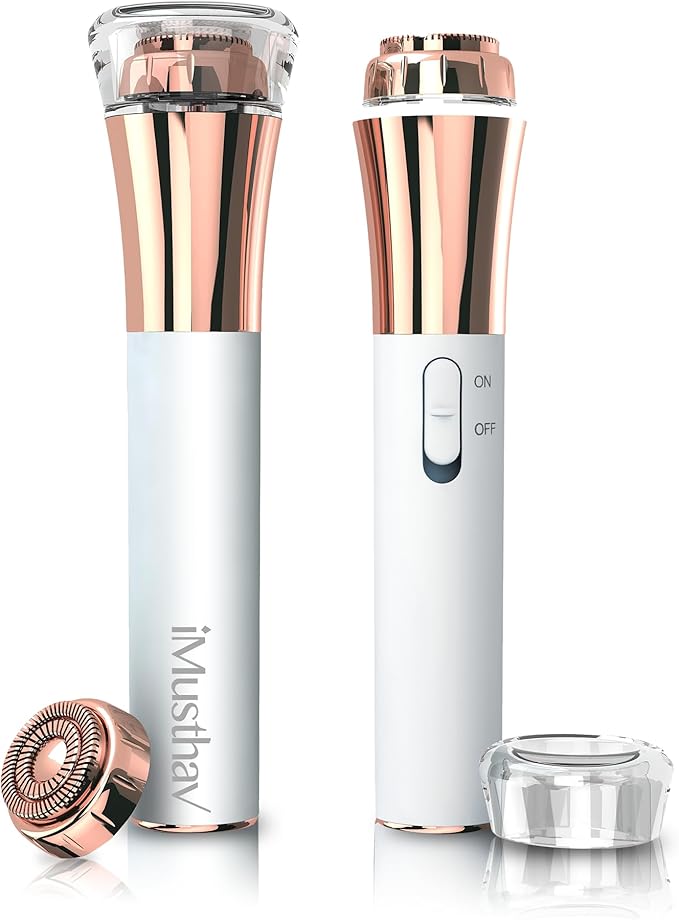 Facial Hair Remover for Women Painless Flawless Electric Razor Epilator Trimmer Shaver with 18K Gold-Plated, 16mm Dual Ring Floating Head, USB Rechargeable, 360° LED for Face Lip Hair Removal-BrightBean Baby