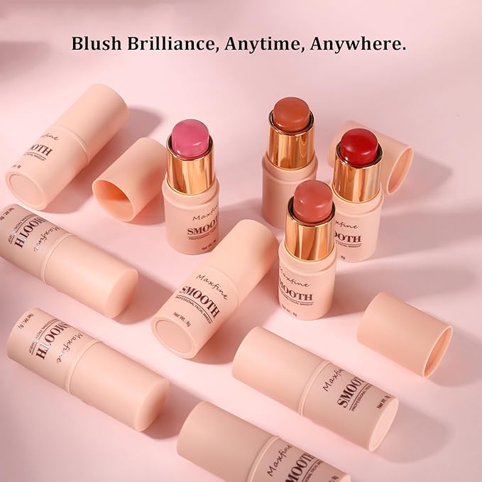 Blush for Cheeks - Buildable Cream Blush, 3-in-1 Blush Stick Makeup for Cheek Lip Eyeshadow Contour, Tint Blush Blam for Mature Skin Women Girl Make Up Gift (Tangy Citrus #5)-BrightBean Baby