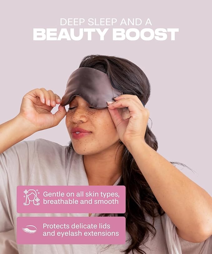 SUNDAYSILKS™ 3D Contoured Silk Sleep Mask | Padded Silk Eye Mask with Eye Cups for Lash Extensions | Blackout, Organic for Women & Men, Perfect for Travel, Slip-Free Deep Sleeping, Antifaz para Dormir-BrightBean Baby