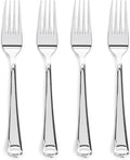 Prestee 300 Plastic Forks Heavy-Duty, Heavyweight Silverware Forks, Fancy Plastic Cutlery, Elegant Disposable Fork Pack, Bulk Disposable Flatware, Silver Fork for Christmas Holiday (Silver)