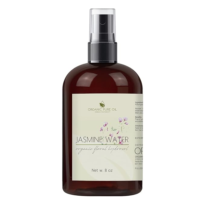 Jasmine Hydrosol Face Mist Calming Spray, Toner, Aromatherapy, Body Mist, Set Makeup, 8oz, Pure Hydrosol Water Jasmine by Organic Pure Oil-BrightBean Baby