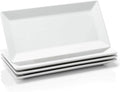 Sweese Porcelain Serving Tray, 12 Inch Rectangle Plates for Sushi, Meat, Desserts, Cakes, White Serving Platter for Restaurant, Banquet, Party, Microwave Oven Dishwasher Safe, Stackable, Set of 4