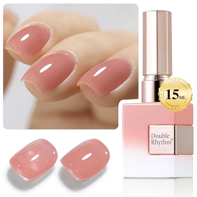 Double Rhythm 0.50 OZ Translucent Gel Polish Same Color Same Bottle Sheer Pastel Neutral Natural Milky 15 ML Jelly UV Nail Art DIY at Home (Light Pink-A1494)-BrightBean Baby