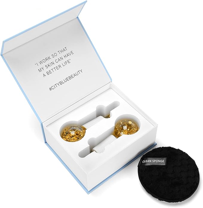 Ice Cryo Sticks Facial Globe with Golded Essence- 2PC Cooling Globes for Cold or Hot Skin Massagers, Face Globe for Skin Care Routine-BrightBean Baby