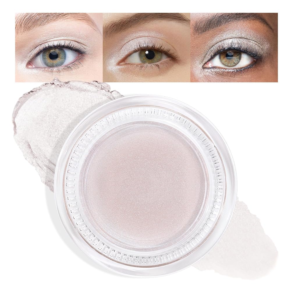 Cream Glitter Pearl Shimmer Metallic Eyeshadow Palette Makeup, Natural Single Mini Instant Holographic Eyeshadow For Women, Sombras Crema Para Ojos, Talc, Paraben & Cruelty Free, 18-BrightBean Baby